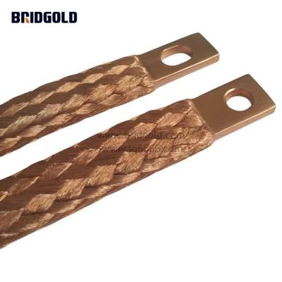 Wind turbine 6mm2 MBJ Grounding and Bonding Braid, Pressure Welded Flat Ground Straps for Solar Power