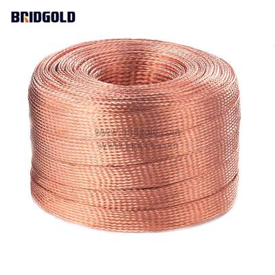 Flat tinned copper braid 3/4'' width 50' Length, good price flex braided copper wire