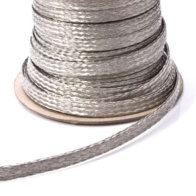 Flat tinned copper braid 1/2'' width 50' Length ,Tinned Copper Wire Braided Shielded for Lithium Battery