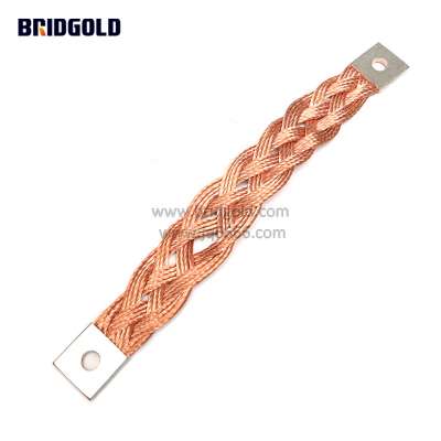 pure earth grounding straps for 25mmsq customised copper earth braid connectors China supplier